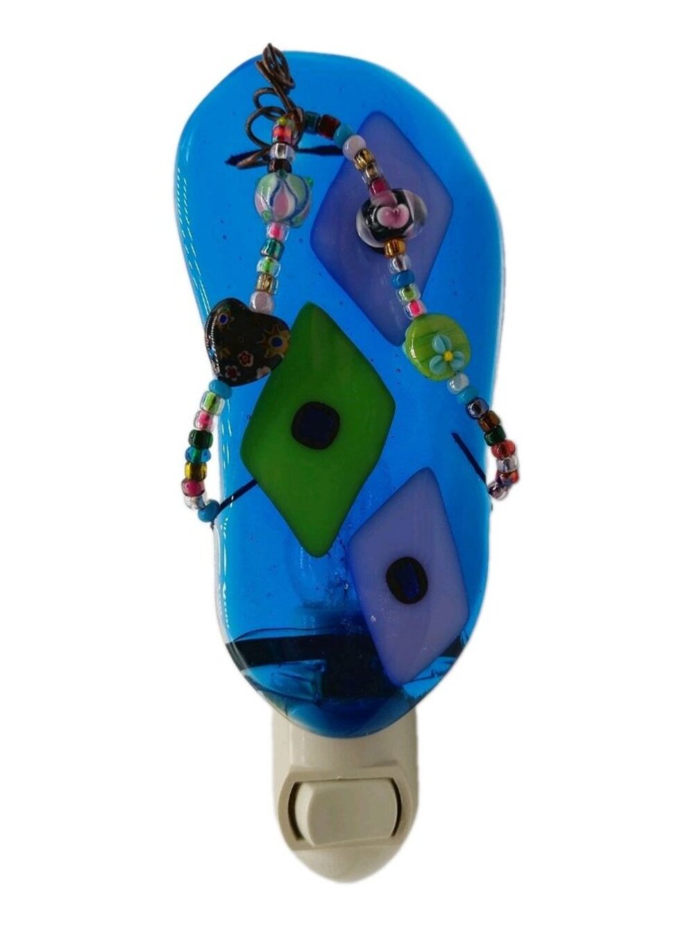 Art Glass Flip Flop Nightlight Beach Summer Turquoise Blue Working Fused Glass